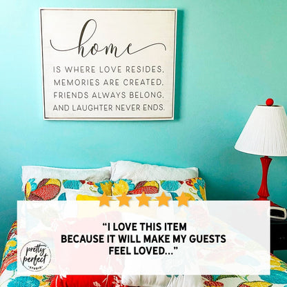 Customer product review for home is where love resides sign by Pretty Perfect Studio
