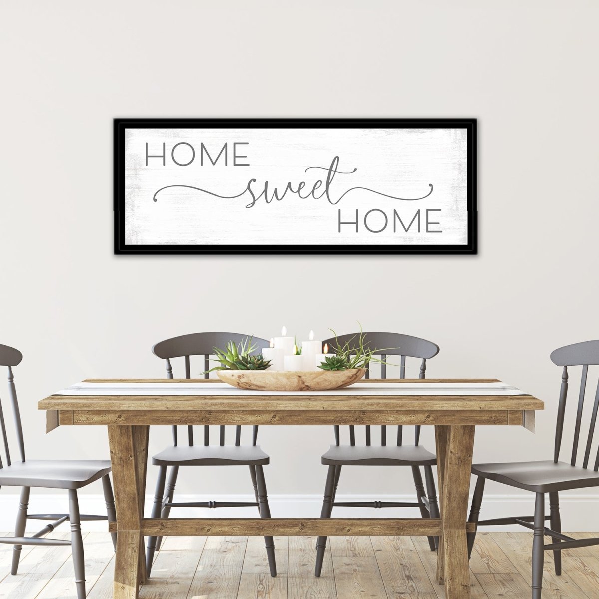 Home Sweet Home Canvas Sign Above Table - Pretty Perfect Studio