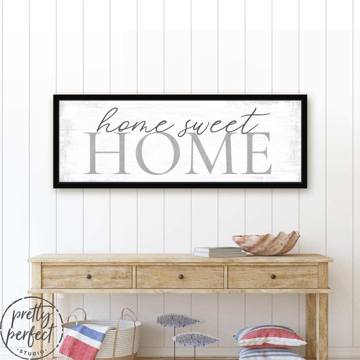 Home Sweet Home Canvas Wall Art Above Shelf - Pretty Perfect Studio