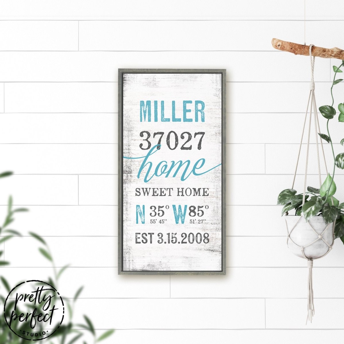 Home Sweet Home Latitude Longitude Sign - Pretty Perfect Studio
