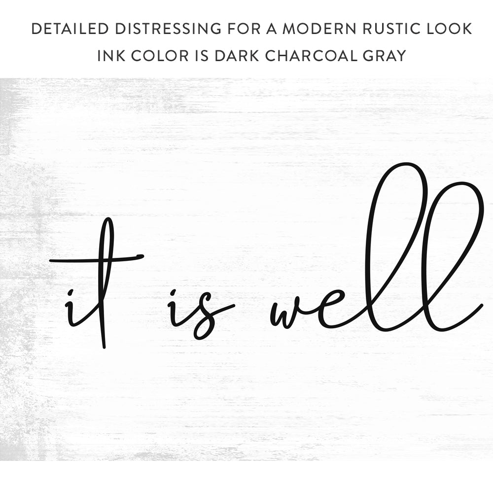 It Is Well With My Soul Canvas Sign With Modern Rustic Look - Pretty Perfect Studio