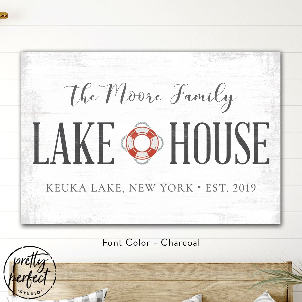 Large Lake House Sign Personalized