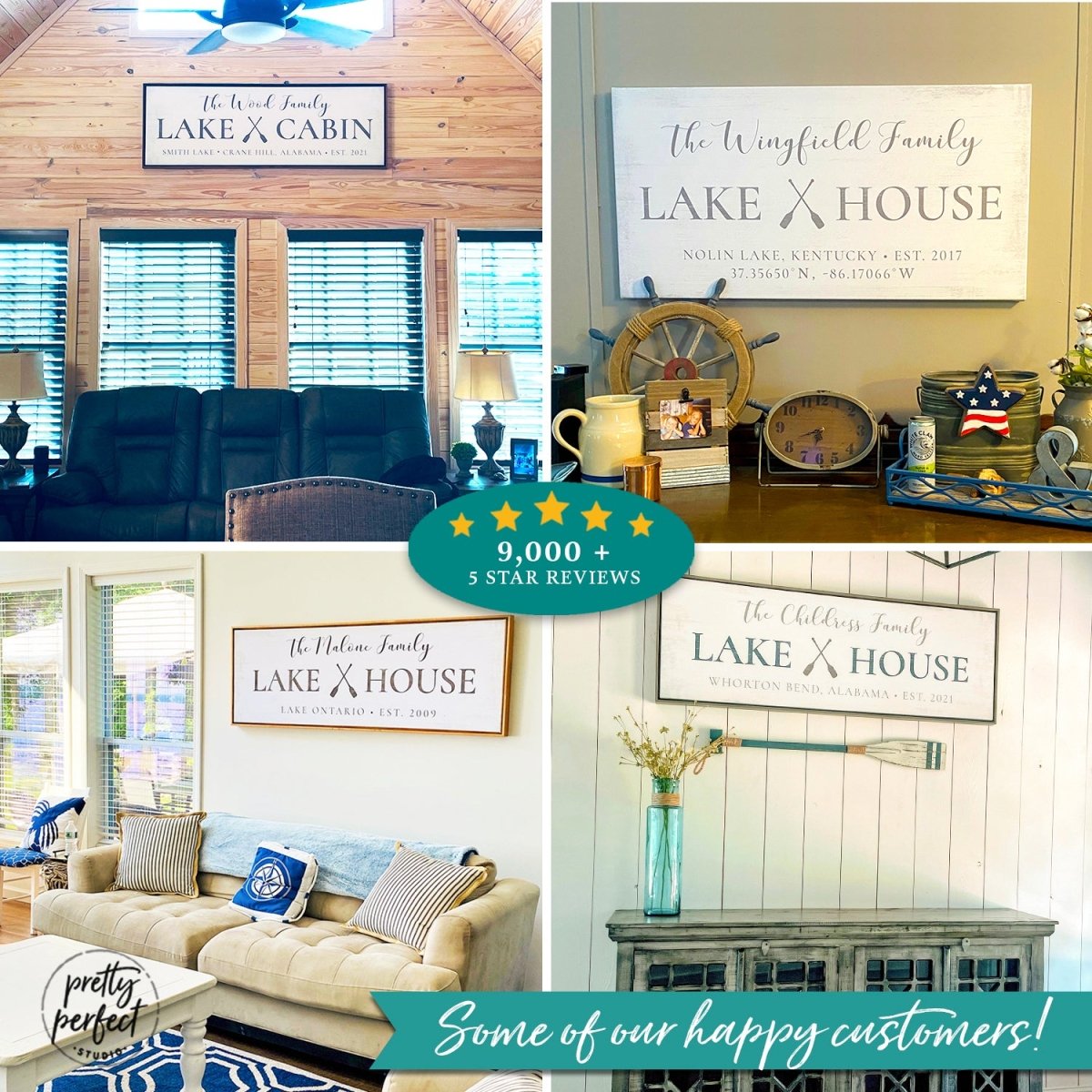 Customer product review for custom lake house wall art by Pretty Perfect Studio