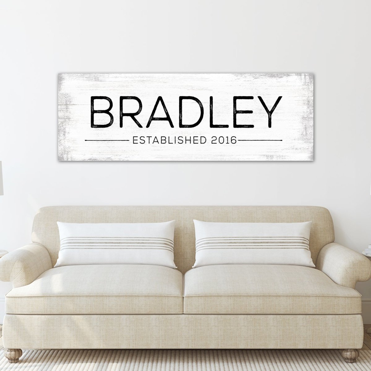 Large Personalized Family Name Signs Above Couch - Pretty Perfect Studio