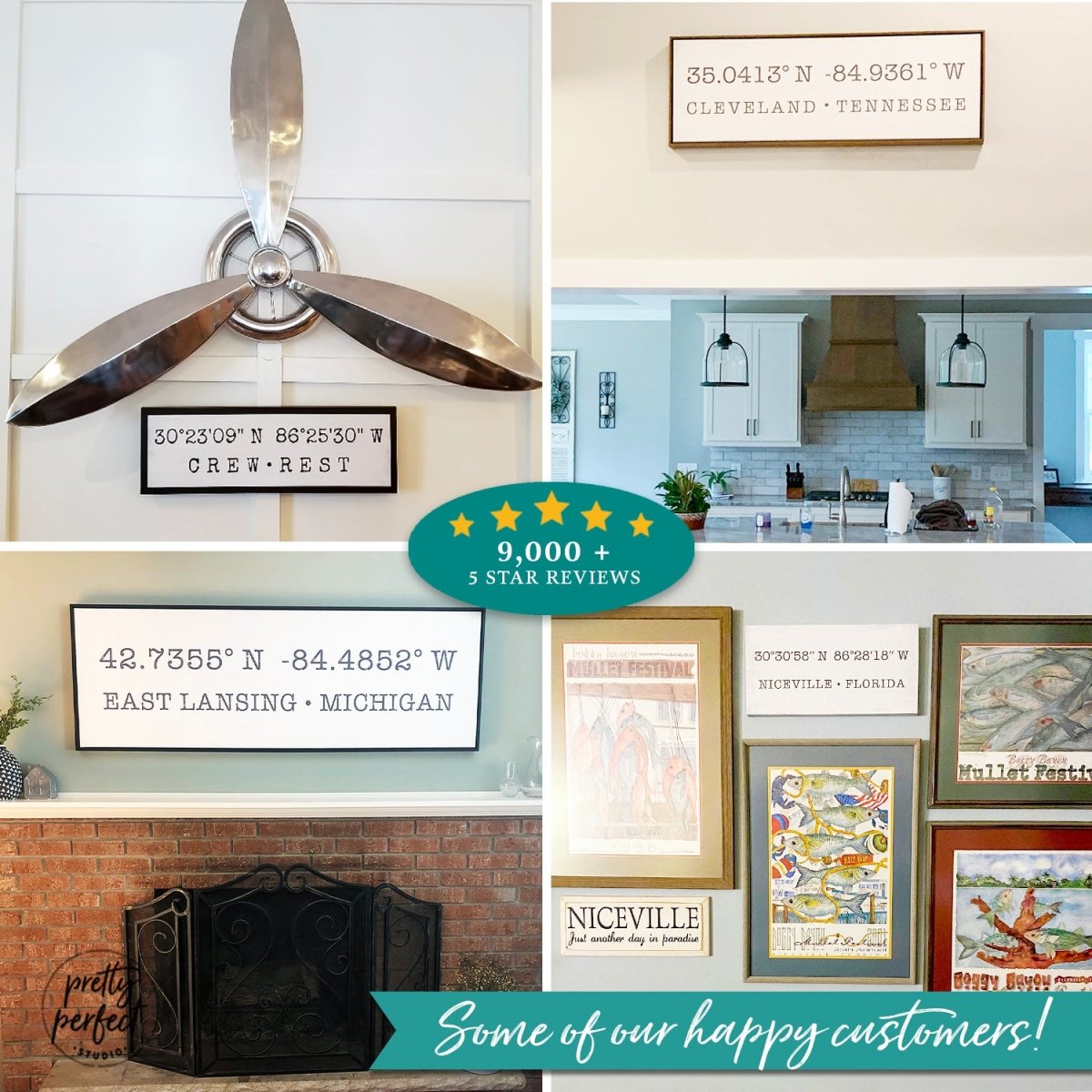 Customer product review for custom latitude longitude wall art by Pretty Perfect Studio