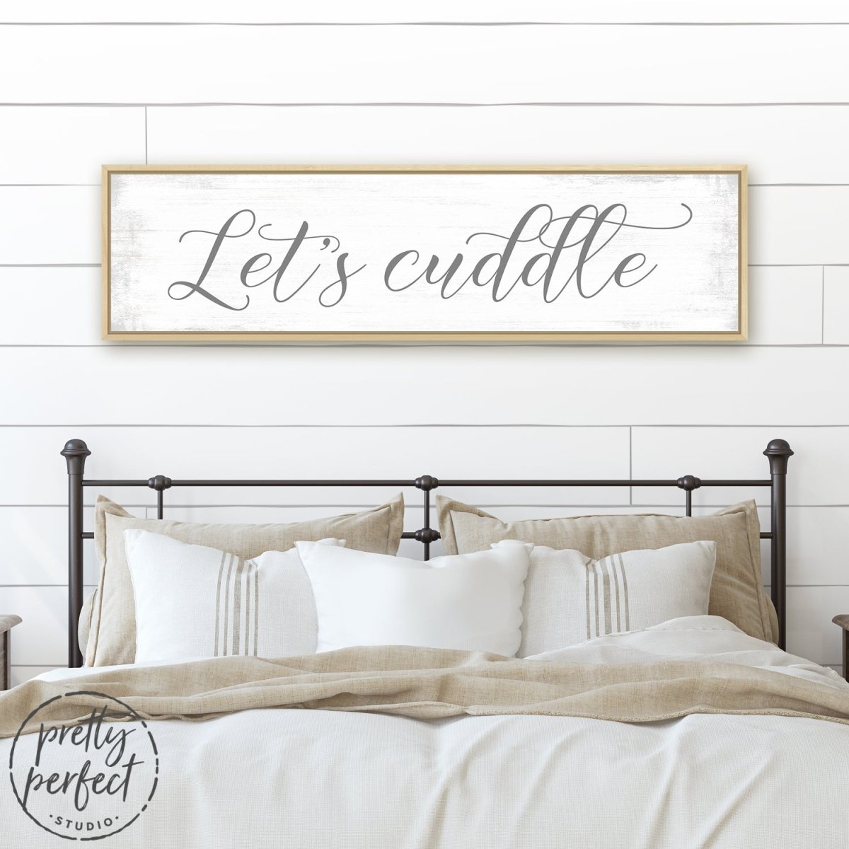 Let's Cuddle Sign for Couples Above Bed - Pretty Perfect Studio