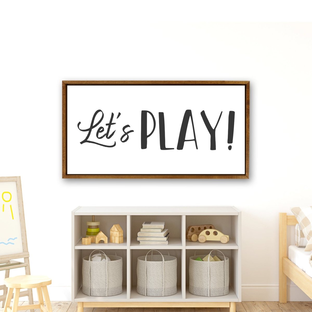 Let's Play Canvas Sign in Nursery Above Play Area - Pretty Perfect Studio
