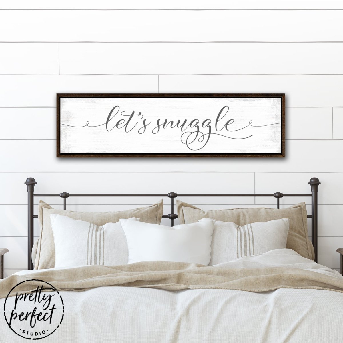 Let's Snuggle Bedroom Sign for Over The Bed - Pretty Perfect Studio