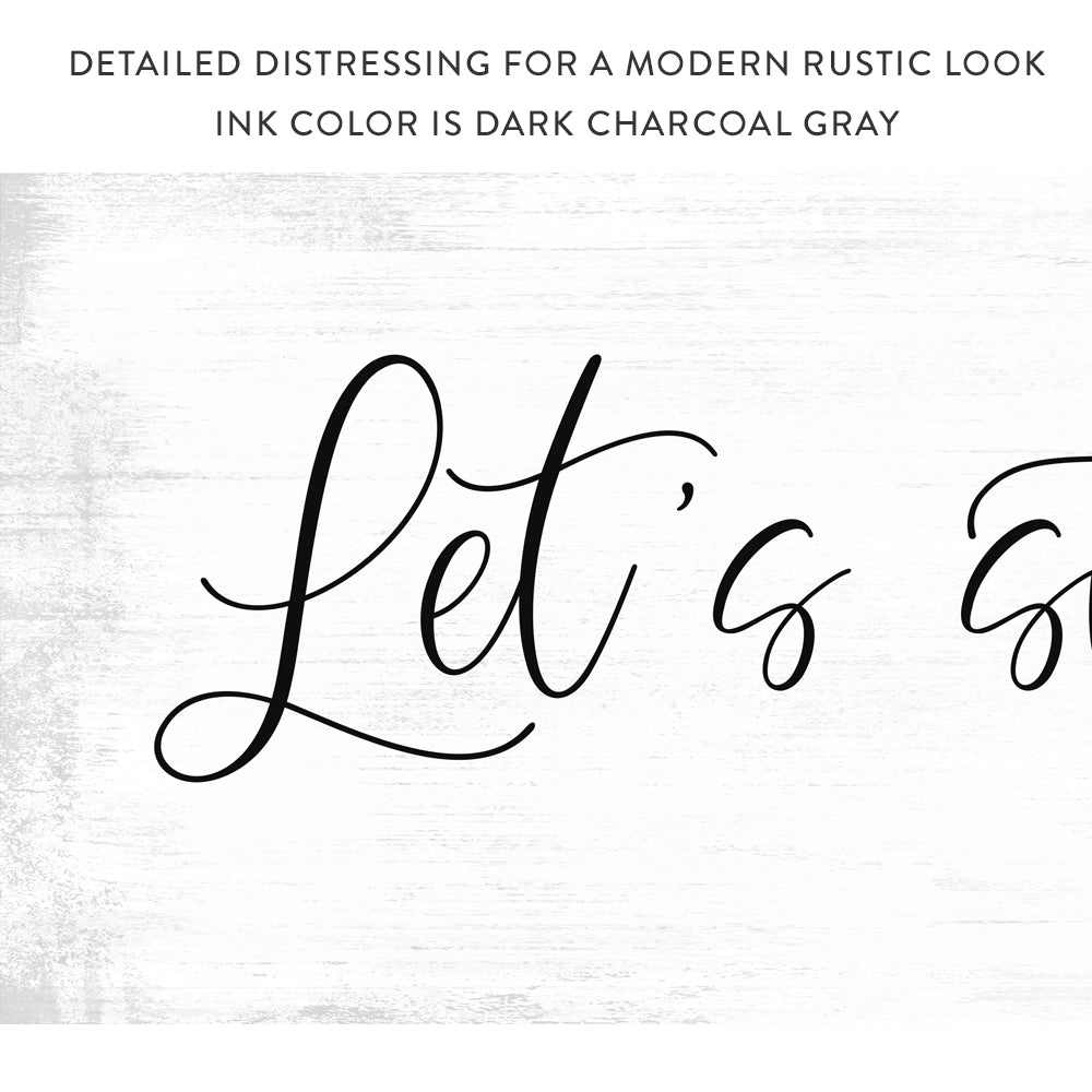 Let's Stay In Bed Canvas Sign With Distressed Modern Rustic Look - Pretty Perfect Studio