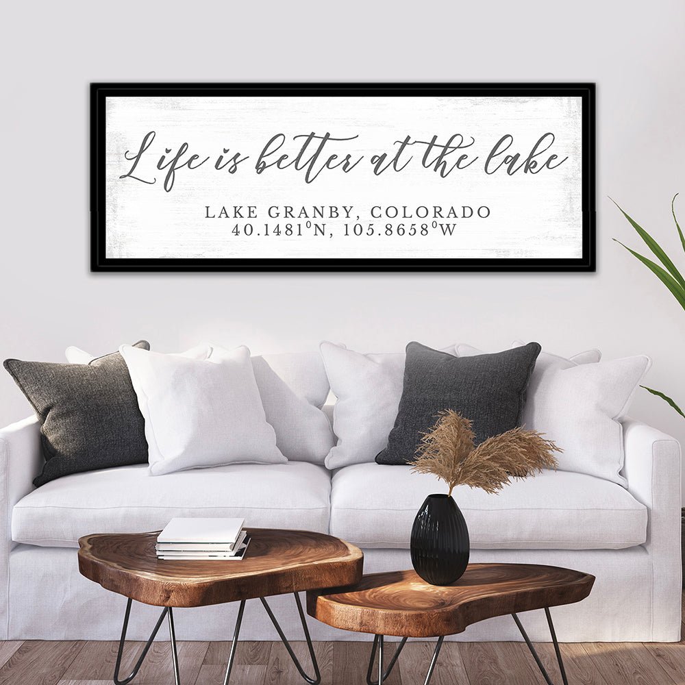Life Is Better at the Lake Sign Above Couch - Pretty Perfect Studio
