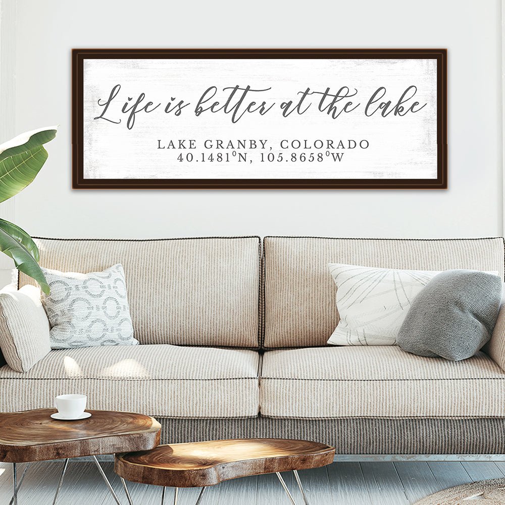 Life Is Better at the Lake Sign Above Couch - Pretty Perfect Studio
