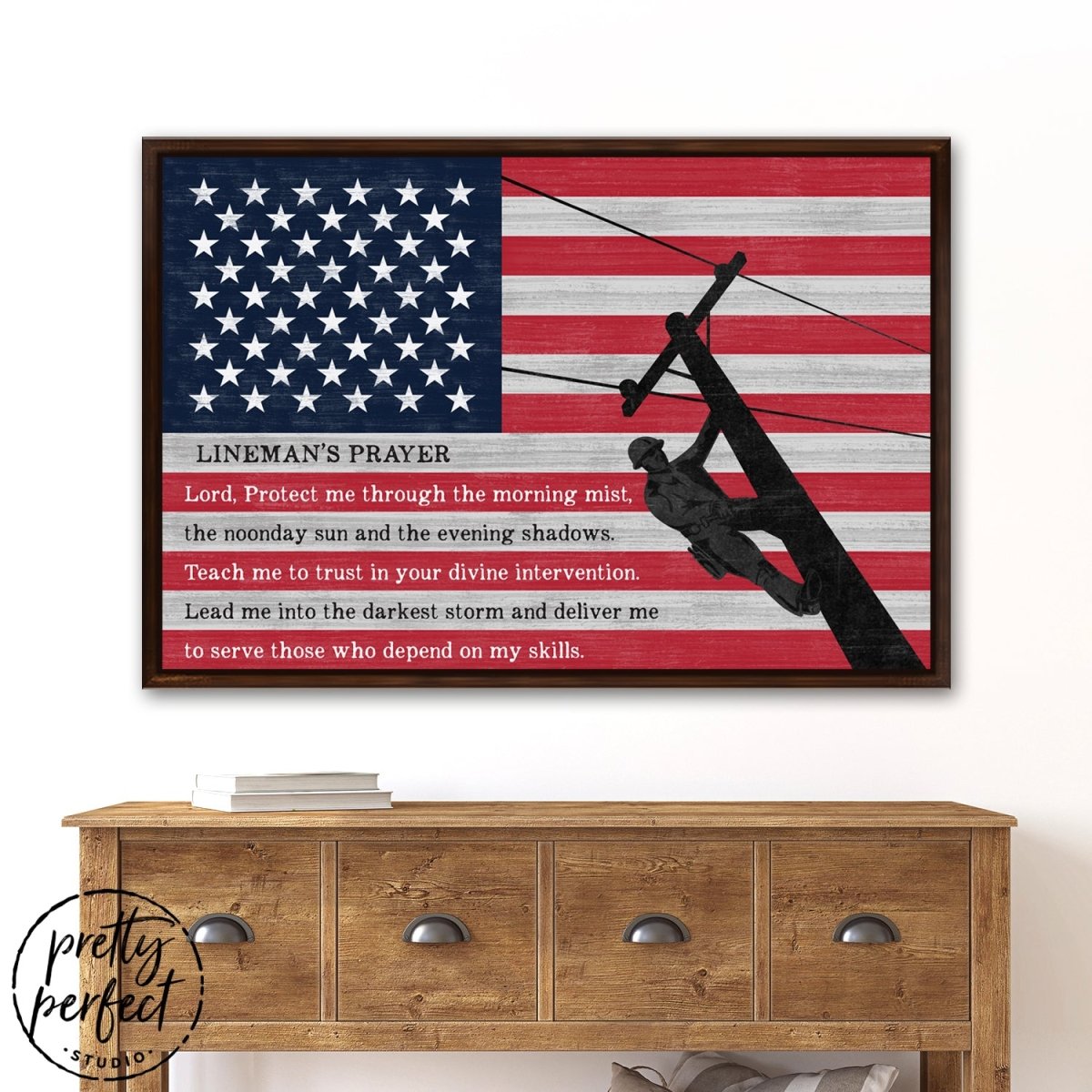 Lineman's Prayer Large Canvas Sign Above Couch - Pretty Perfect Studio