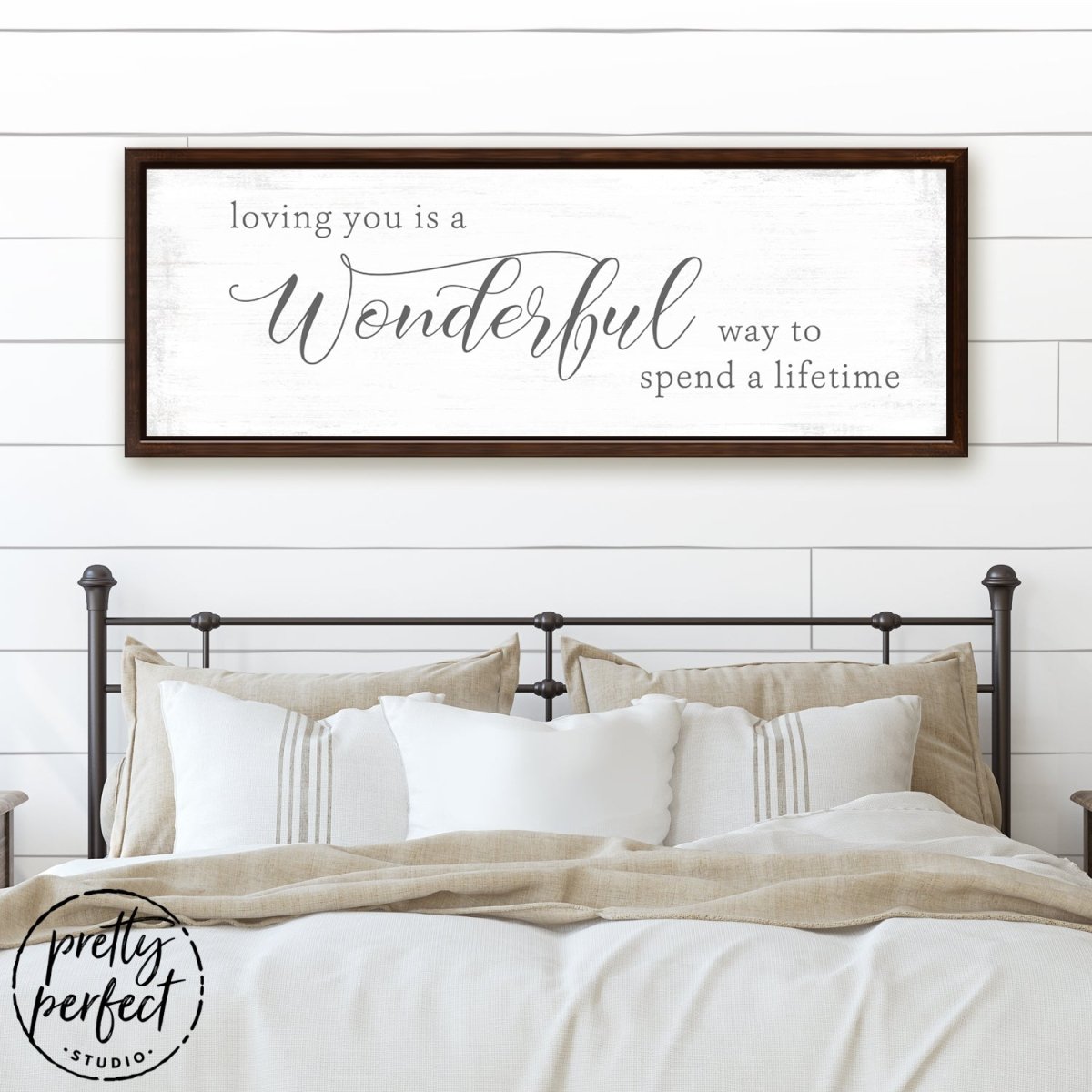Loving You Is A Wonderful Way To Spend A Lifetime Wall Art Above Bed - Pretty Perfect Studio