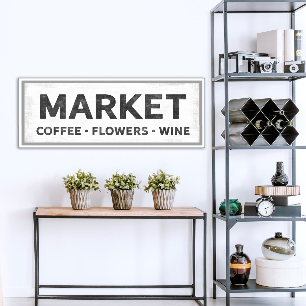 Market Sign - Coffee, Flowers, Wine Wall Art in Kitchen - Pretty Perfect Studio