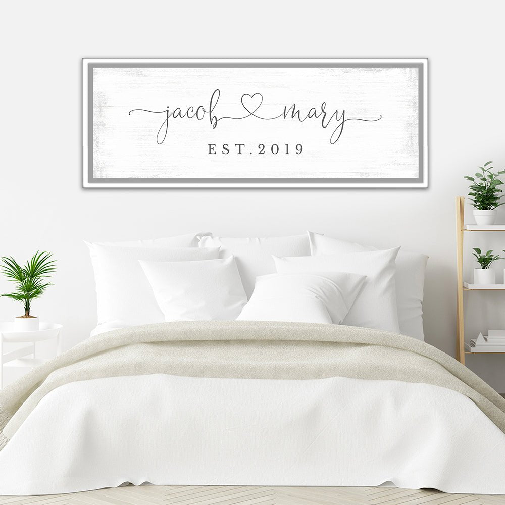 Marriage Sign Personalized With Names Above Bed - Pretty Perfect Studio