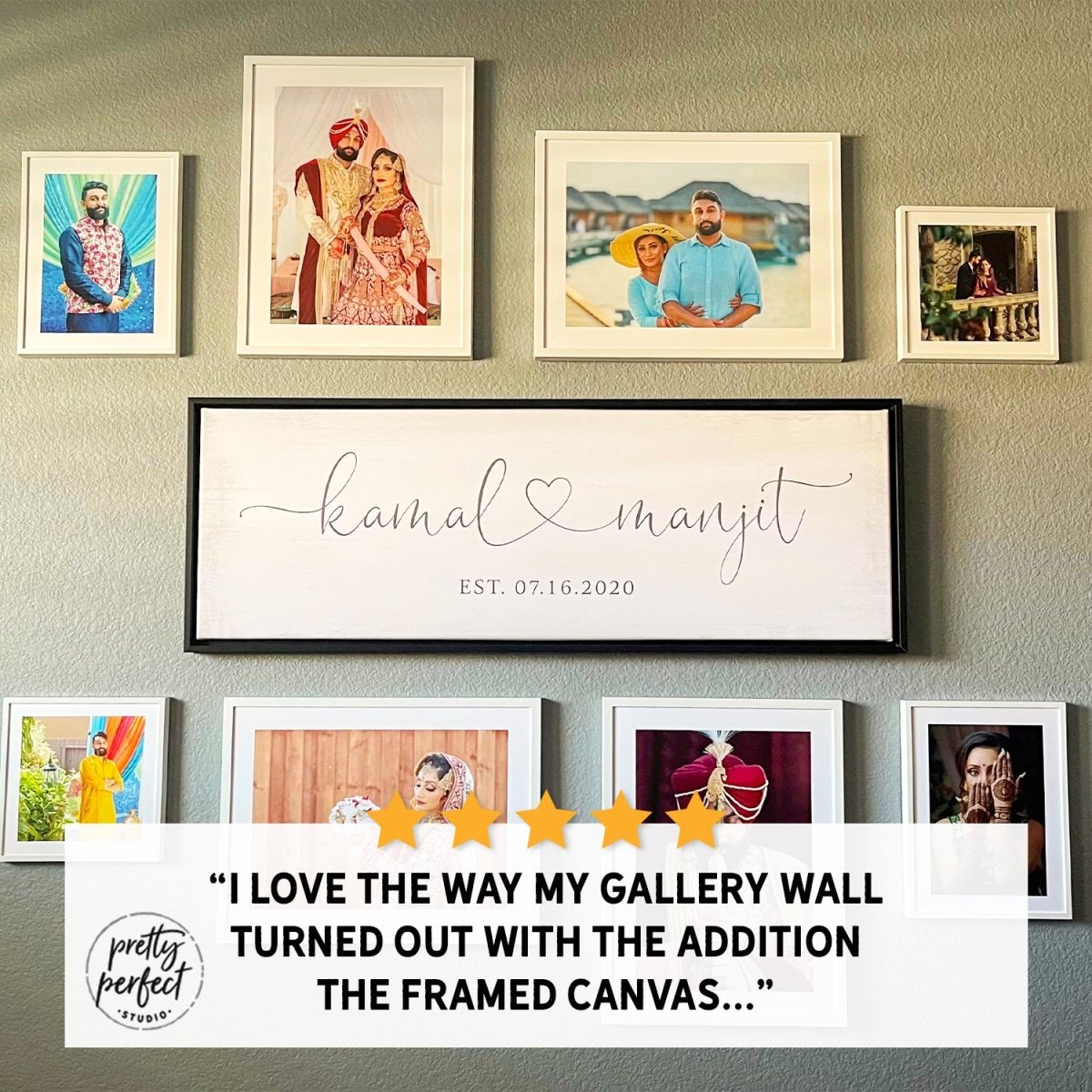 Customer product review for personalized marriage with names sign by Pretty Perfect Studio