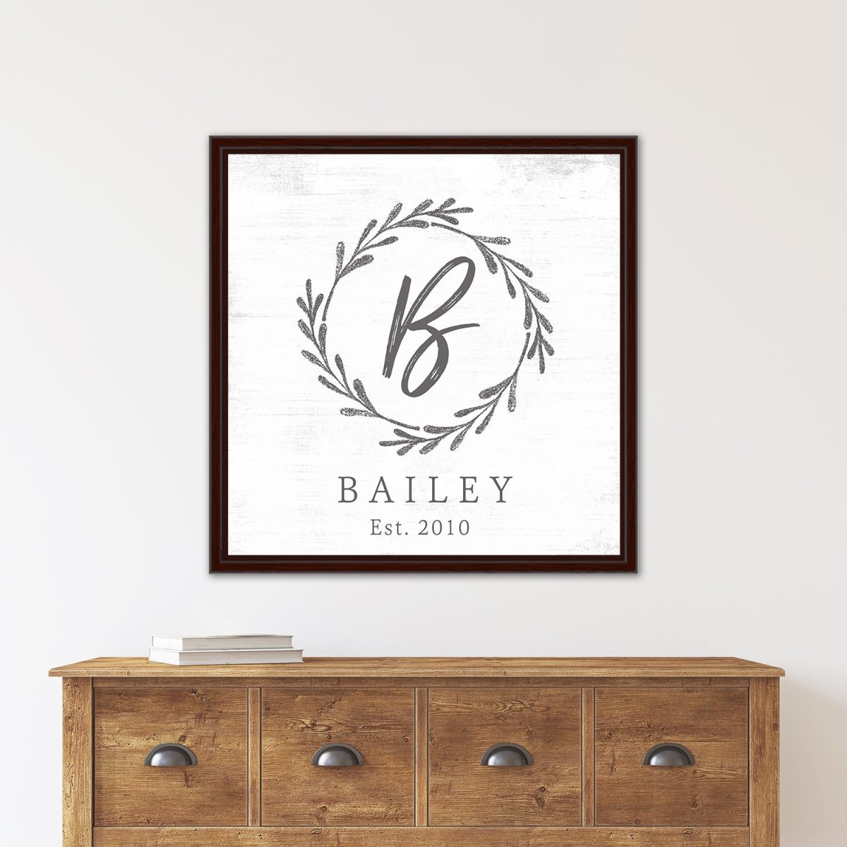 Monogram Custom Family Name Sign Above Entryway Table - Pretty Perfect Studio