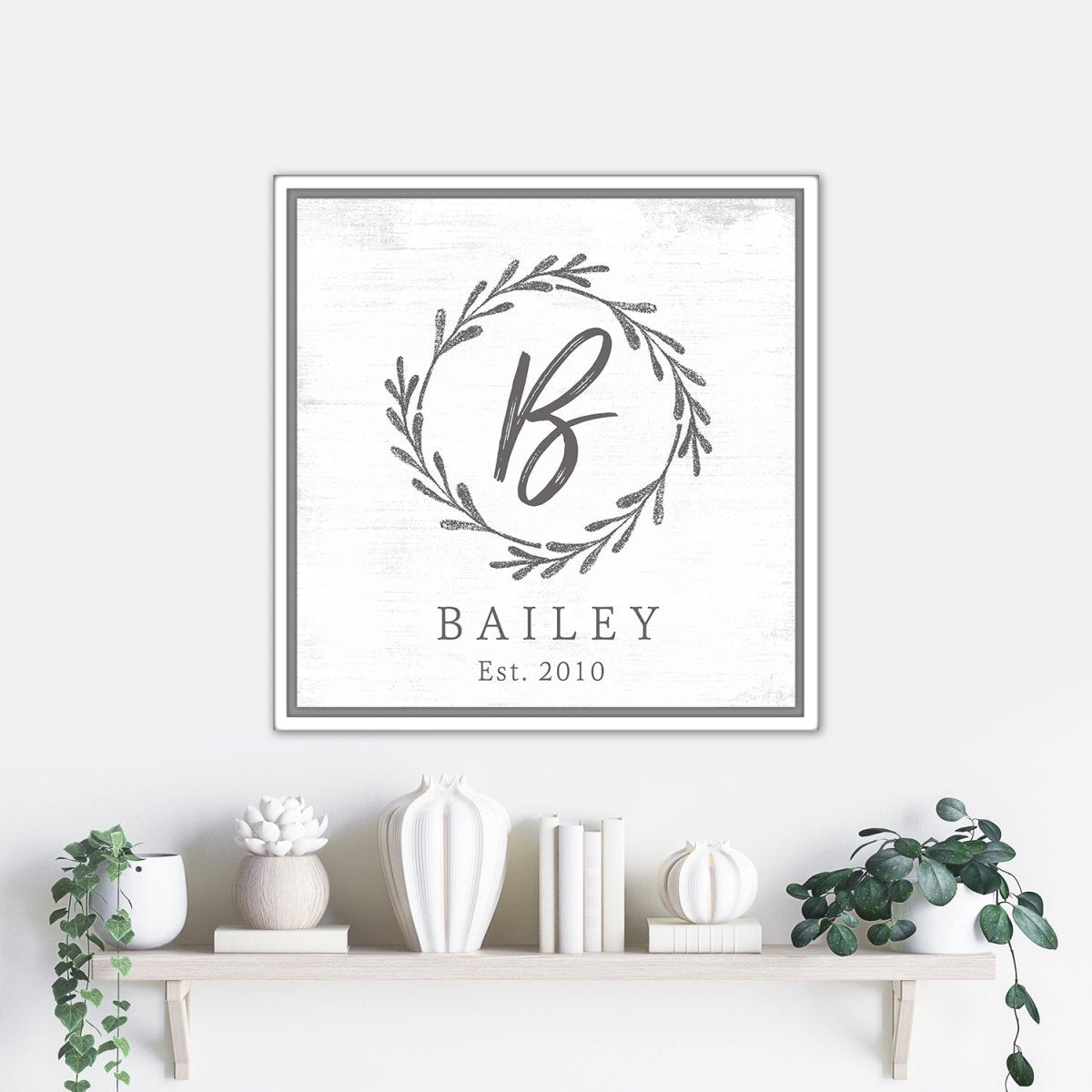 Monogram Custom Family Name Sign Above Shelf - Pretty Perfect Studio