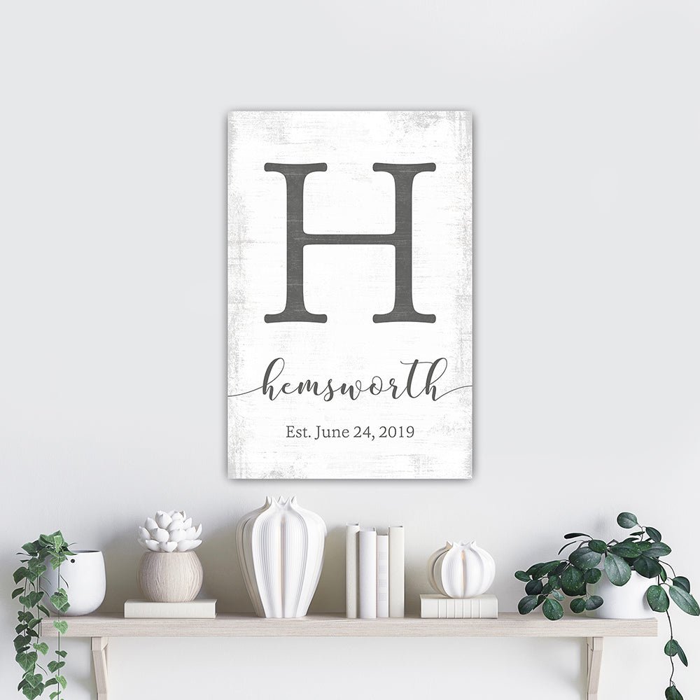 Monogram Family Last Name Sign Above Shelf - Pretty Perfect Studio