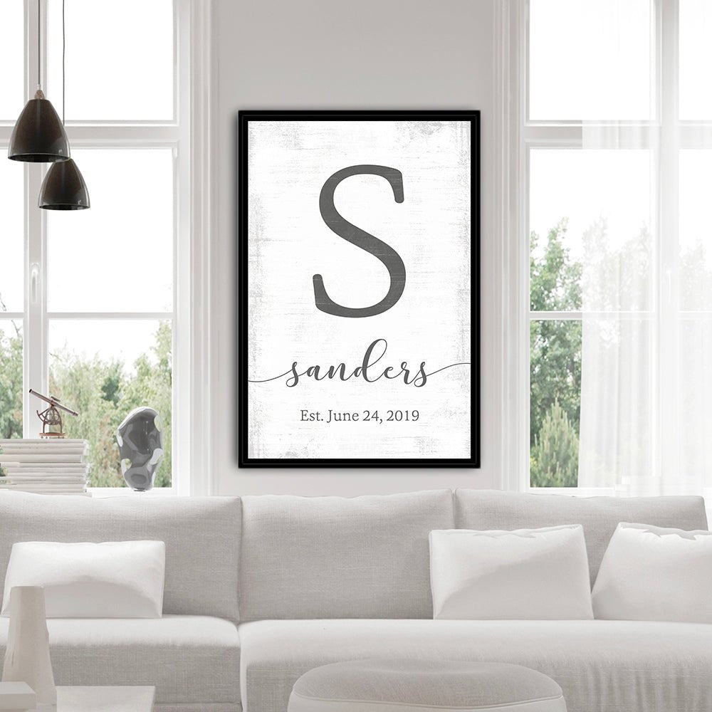 Monogram Family Last Name Sign Above Couch - Pretty Perfect Studio