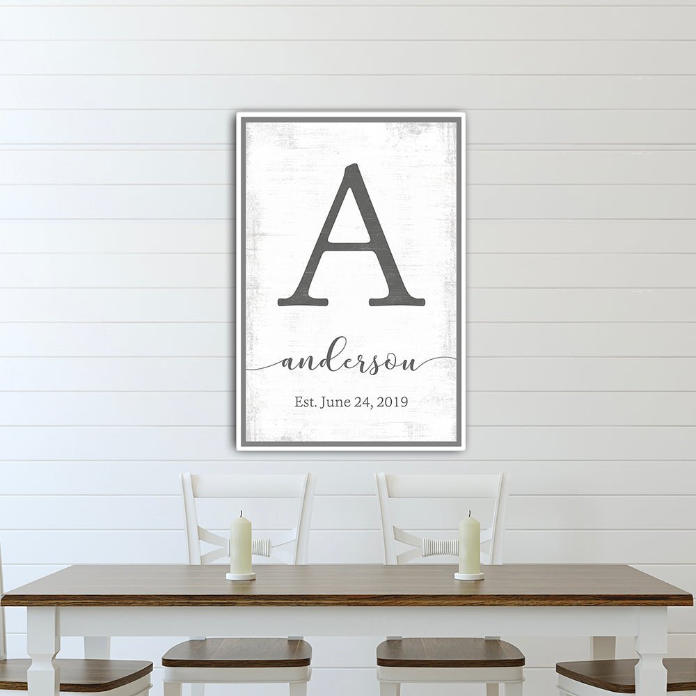 Monogram Family Last Name Sign Above Table - Pretty Perfect Studio