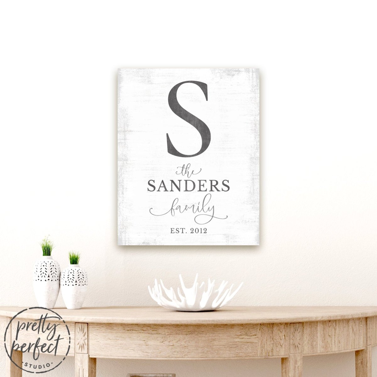 Monogram Family Last Name Sign in Entryway - Pretty Perfect Studio