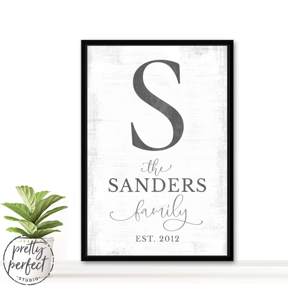 Monogram Family Last Name Sign with Date Above Entryway Table - Pretty Perfect Studio