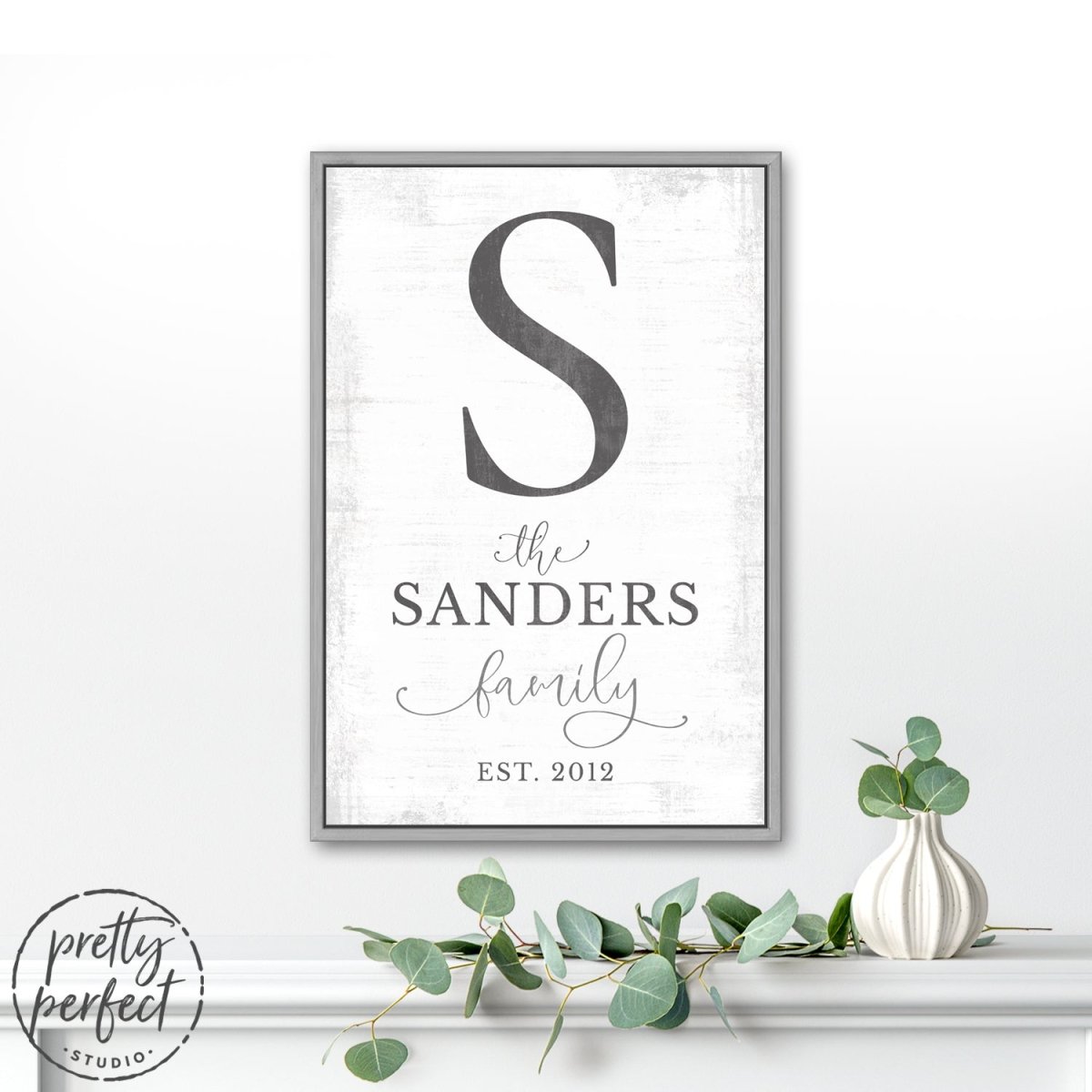 Monogram Family Last Name Sign with Date Above Couch - Pretty Perfect Studio