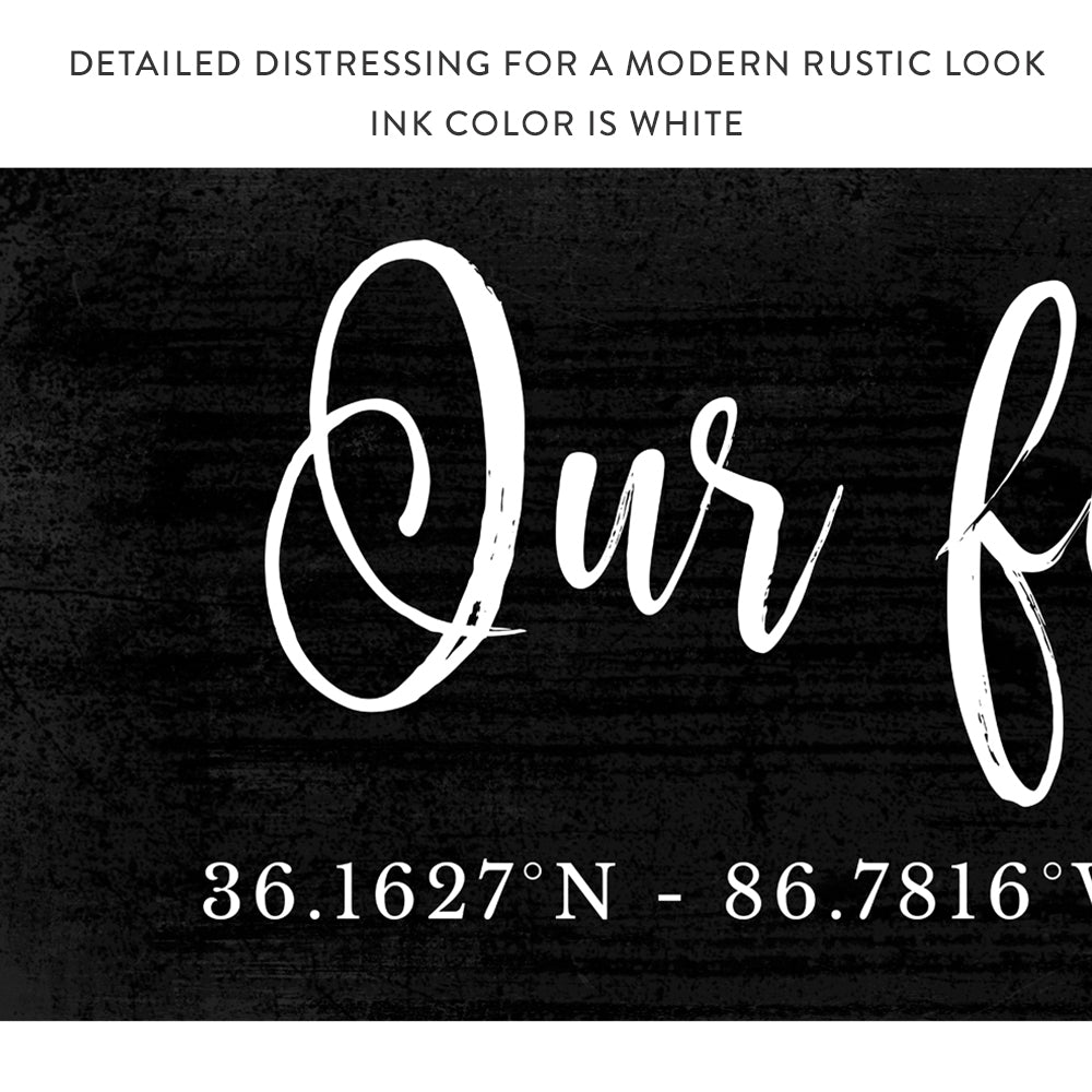 Our First Home Personalized Sign With Distressed - Pretty Perfect Studio