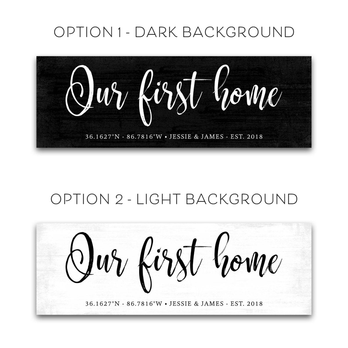 Our First Home Personalized Sign With Name and Established Date
