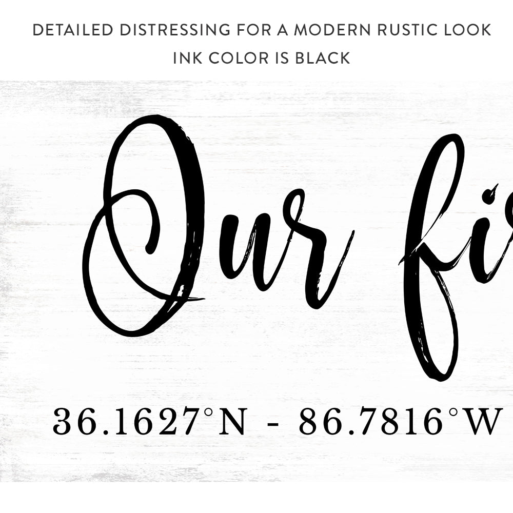 Our First Home Sign With Distressed Rustic Look - Pretty Perfect Studio
