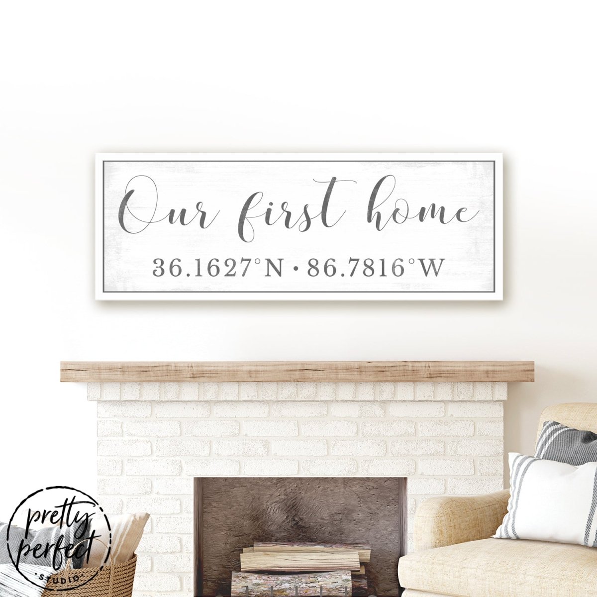 Our First Home Sign With GPS Coordinates - Pretty Perfect Studio