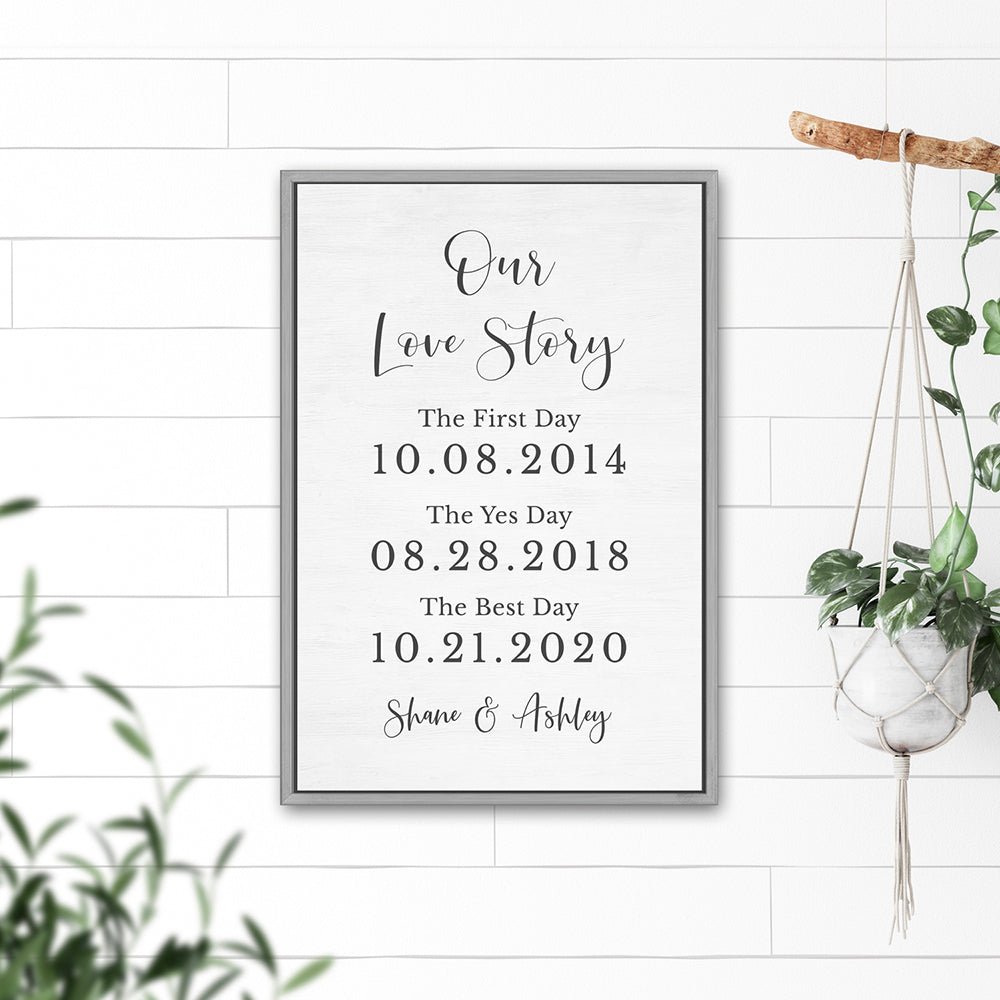 Our Love Story Personalized Sign With Names and Dates - Pretty Perfect Studio