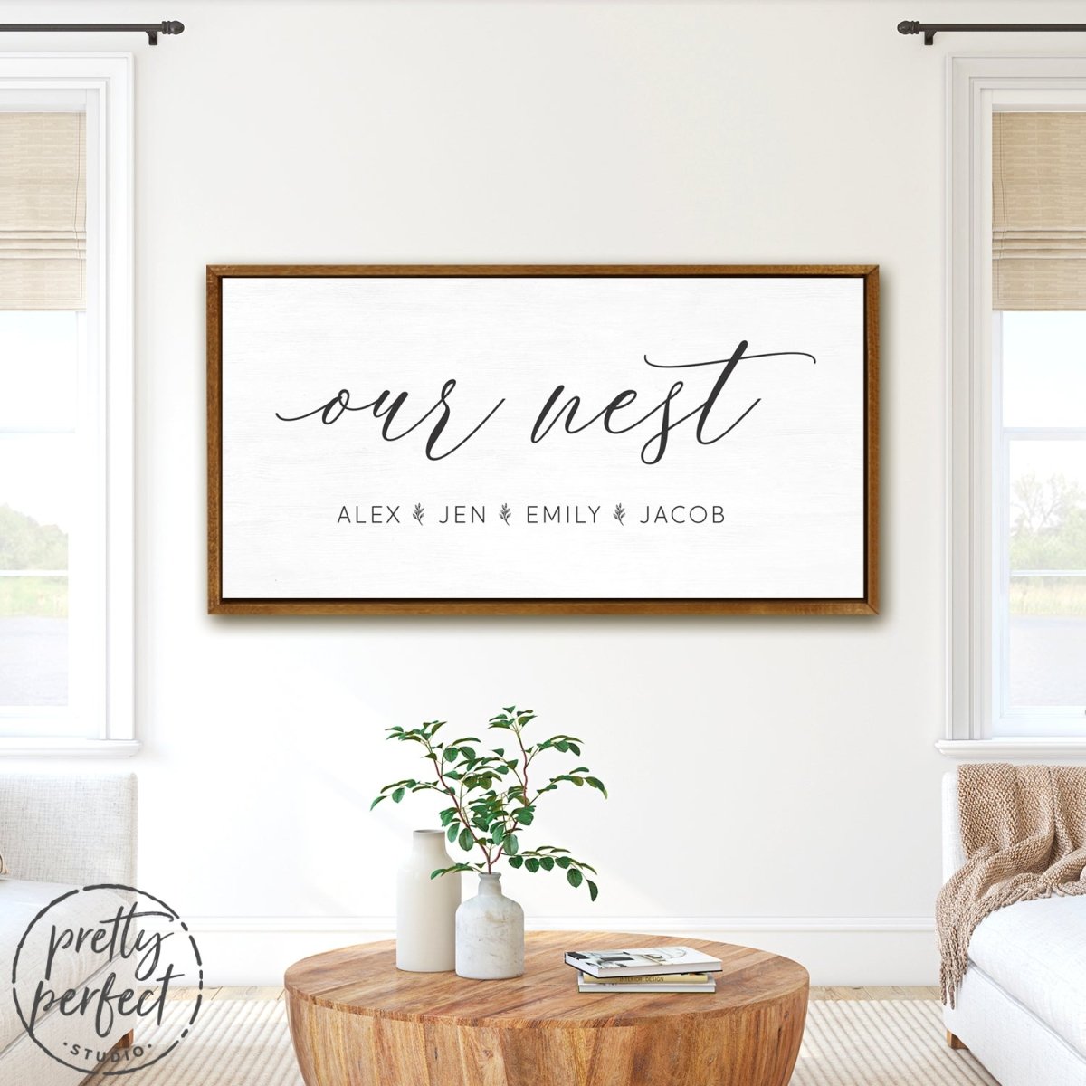 Our Nest Sign Personalized With Names Above Couch - Pretty Perfect Studio