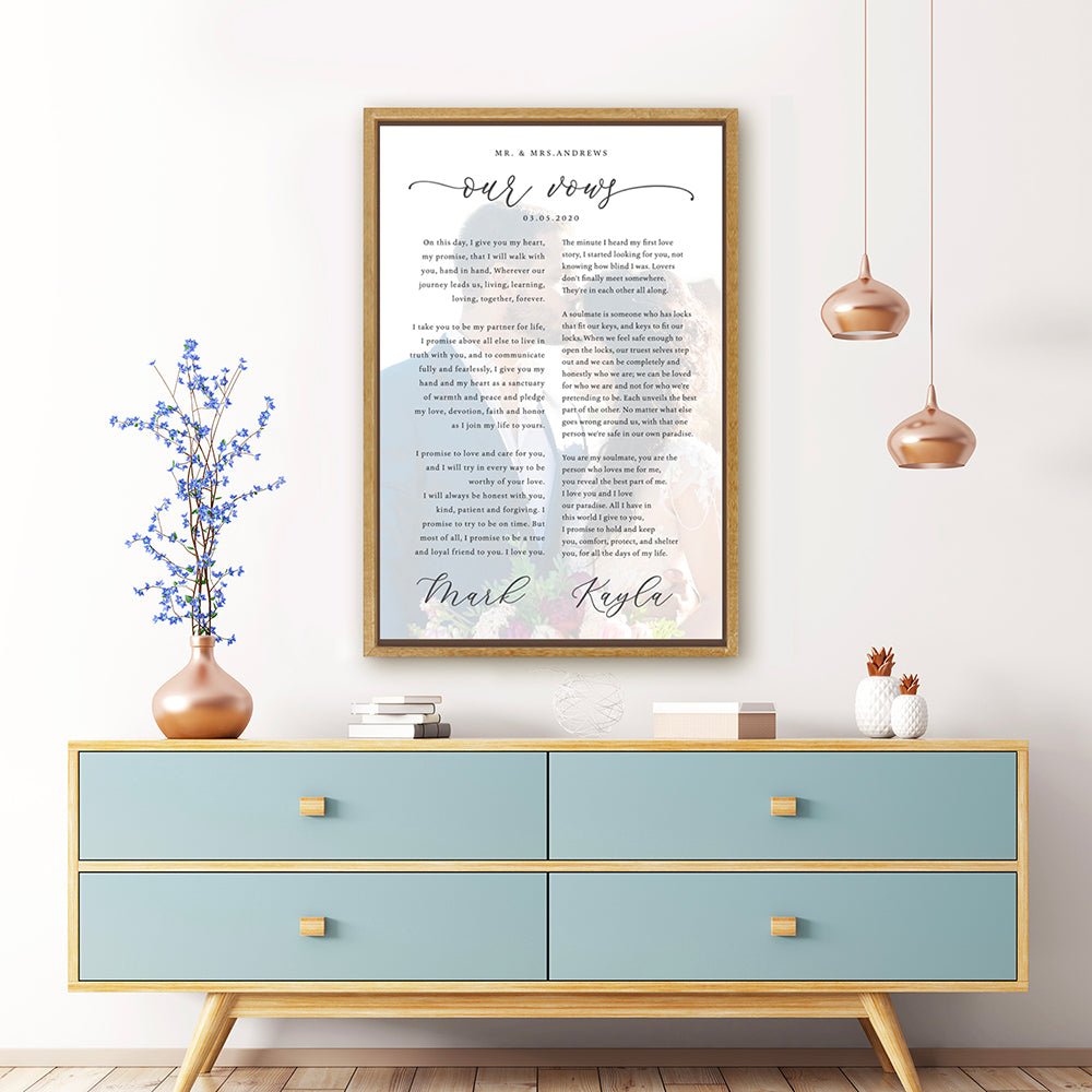 Our Vows Wall Art Personalized Above Entryway Table - Pretty Perfect Studio