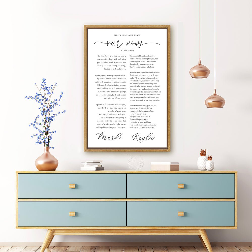 Our Vows Wall Art Personalized Above Entryway Table - Pretty Perfect Studio
