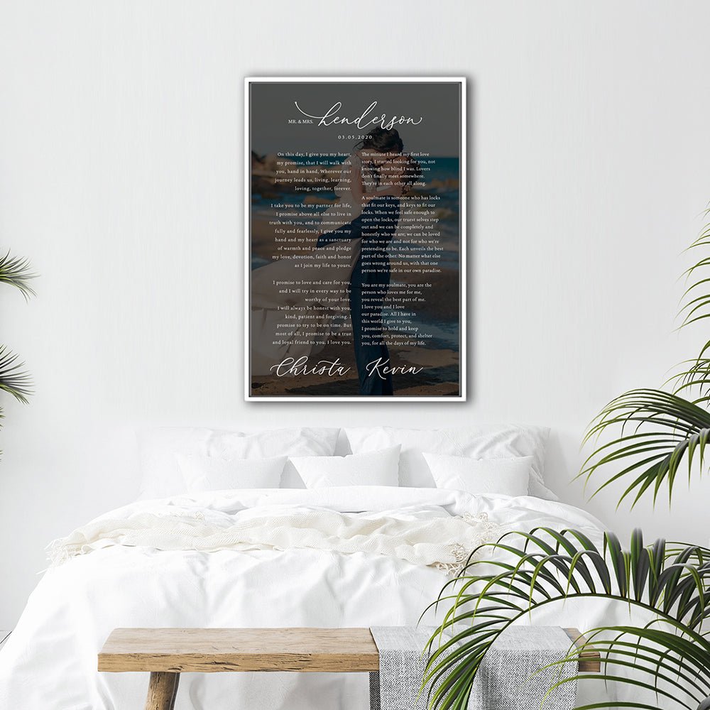 Our Vows Wall Art Personalized Above Bed - Pretty Perfect Studio