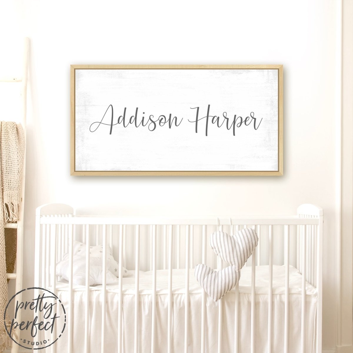 Baby Girl's Personalized Name Canvas Wall Art for the Nursery Room Above Crib - Pretty Perfect Studio