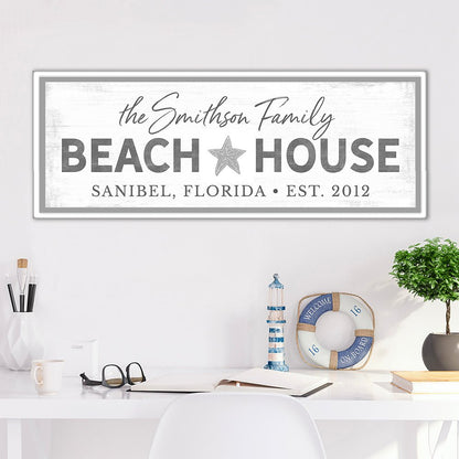 Personalized Beach House Family Beach Home Custom Name Sign Above Table - Pretty Perfect Studio
