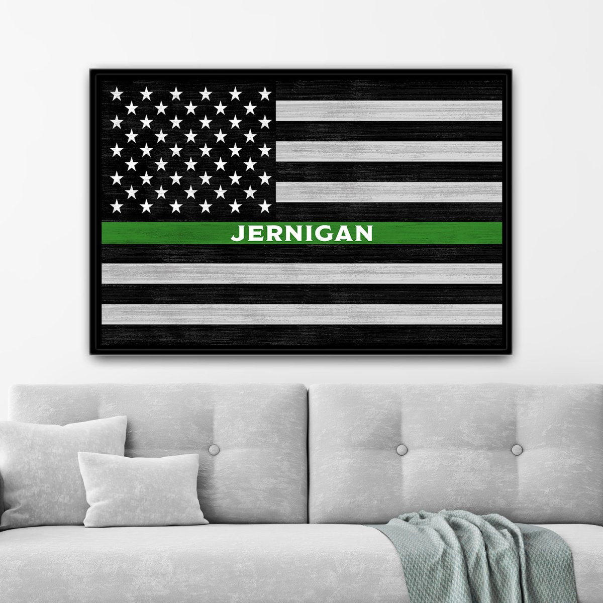 Personalized Border Patrol Sign Above Couch - Pretty Perfect Studio