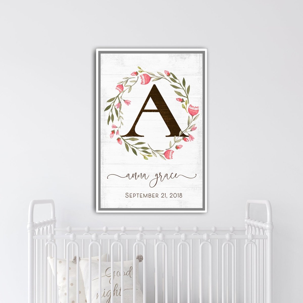 Baby Girl Personalized Name Sign Canvas Wall Art for the Nursery Room - Pretty Perfect Studio