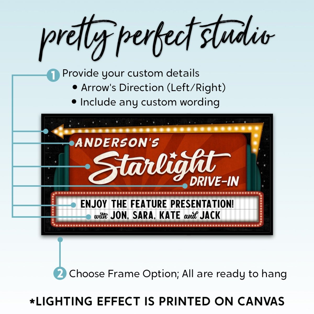 Personalized Drive In Movie Sign, Drive-In Theater Arrow Sign, Drive In Movie Painting Customized