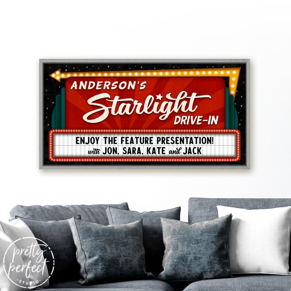 Personalized Drive In Movie Sign, Drive-In Theater Arrow Sign, Drive In Movie Painting Customized
