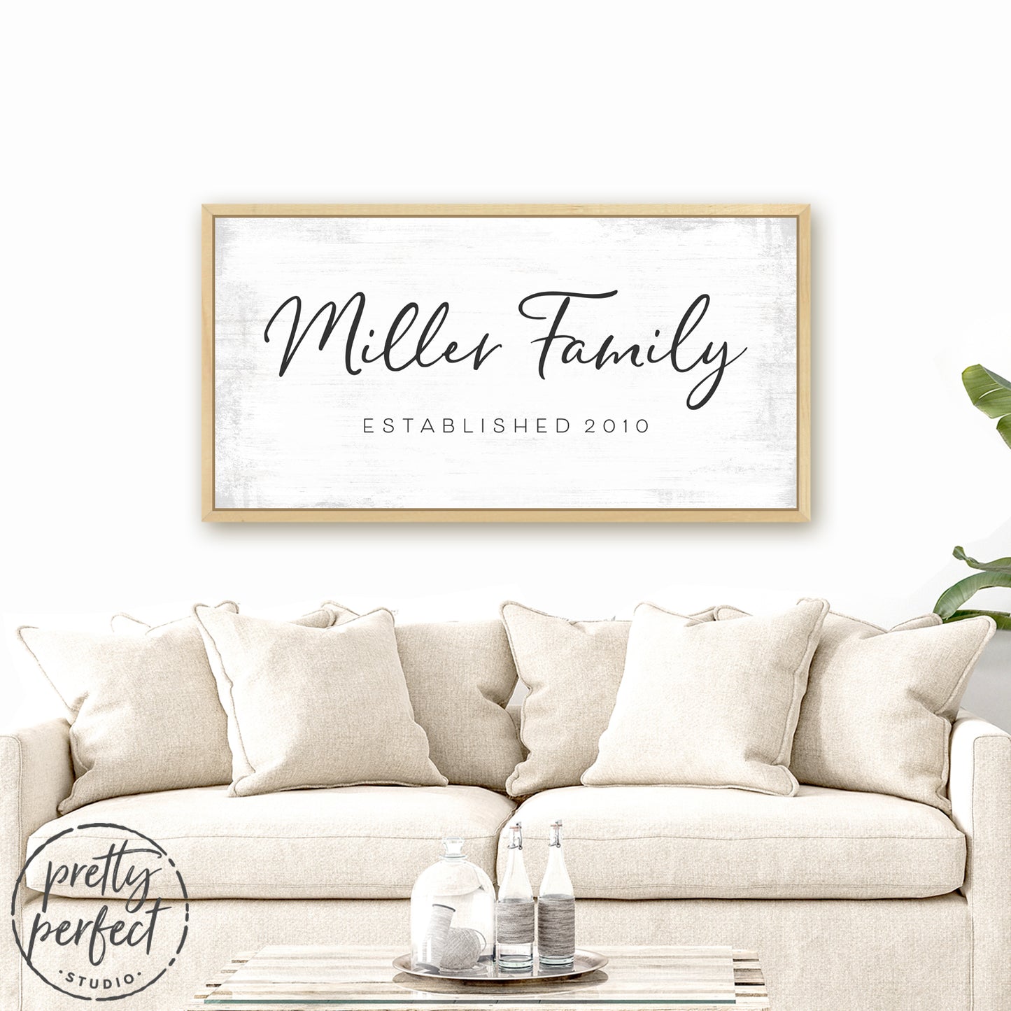 Custom Family Name Sign with Established Date Above Table - Pretty Perfect Studio