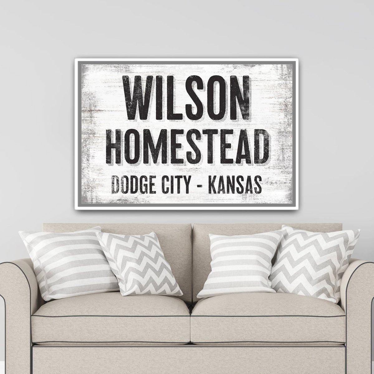 Personalized Family Established Sign Above Couch - Pretty Perfect Studio