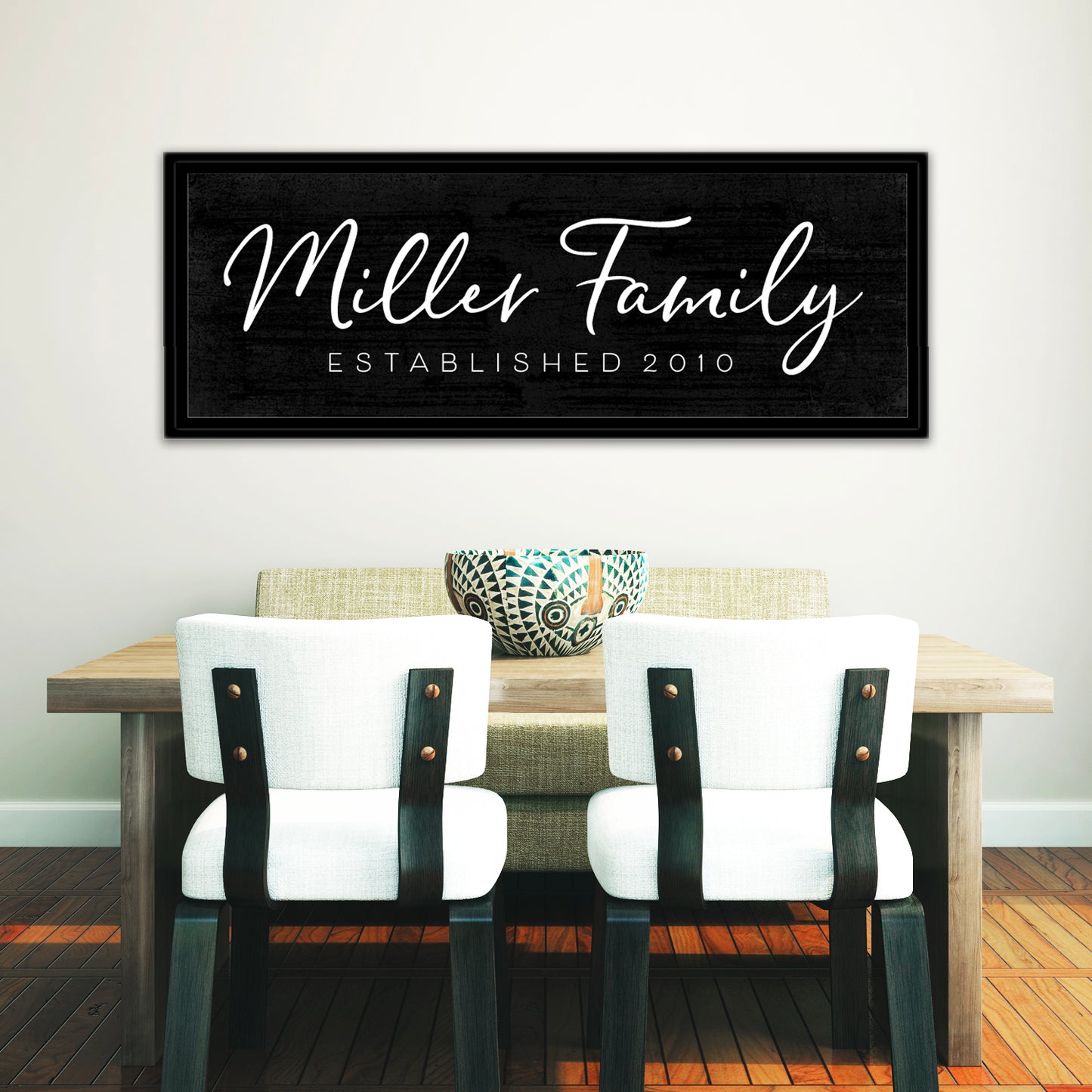 Custom Family Name Sign with Established Date Above Table - Pretty Perfect Studio