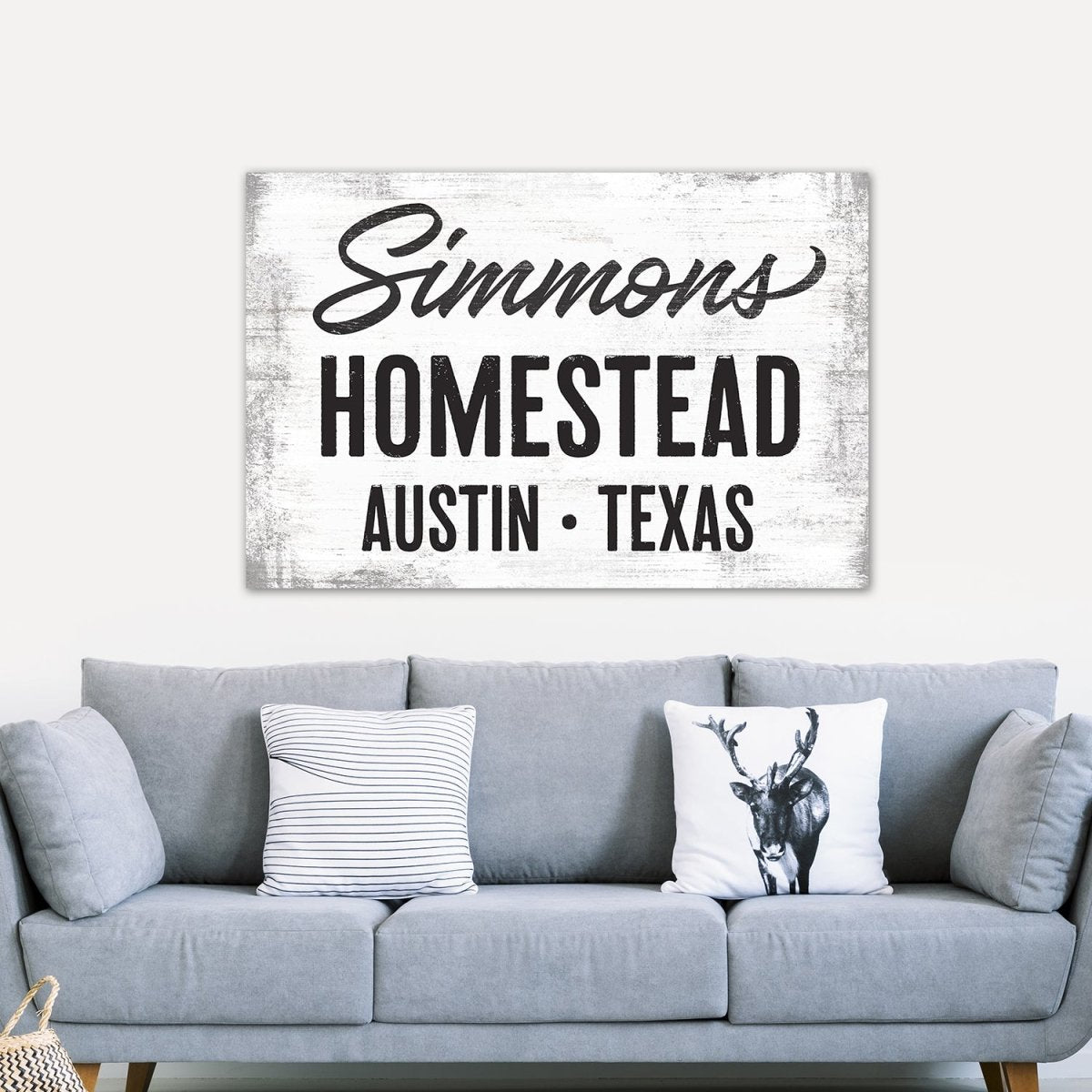 Personalized Family Name Signs Above Couch - Pretty Perfect Studio