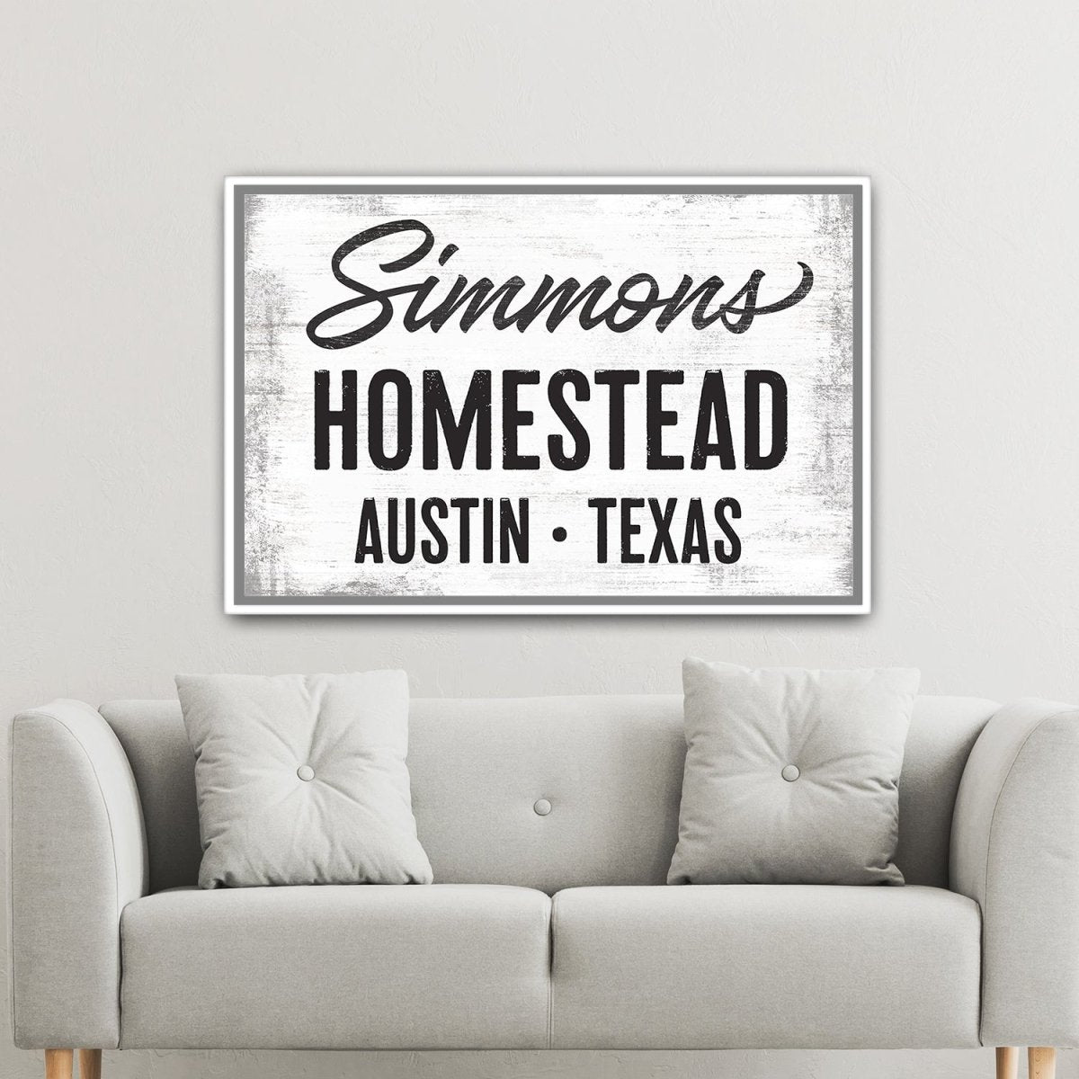 Personalized Family Name Signs Above Couch - Pretty Perfect Studio