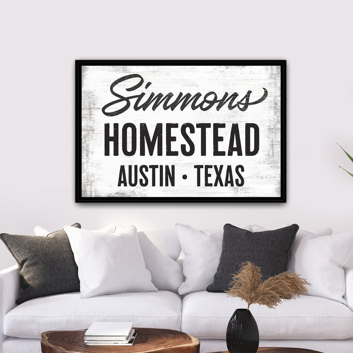 Personalized Family Name Signs Above Couch - Pretty Perfect Studio