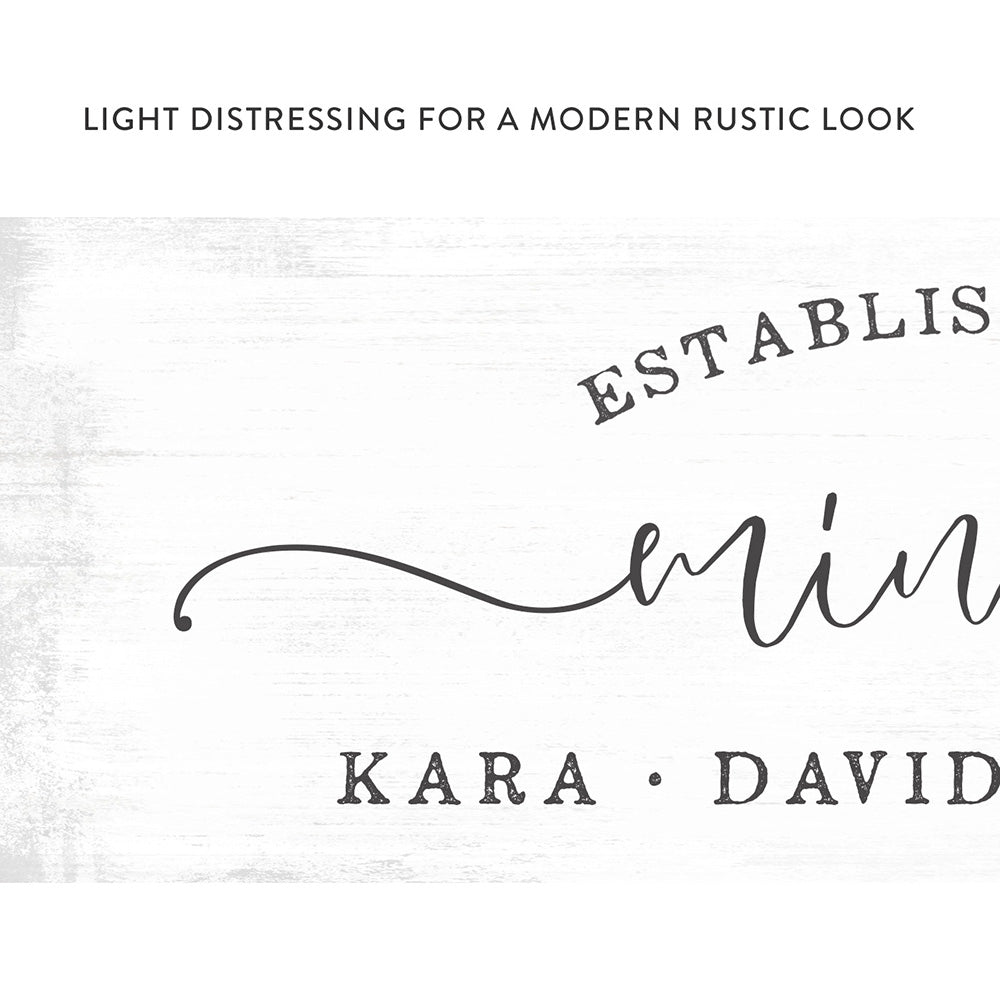 Personalized Family Names Wall Art With Established Date With Modern Rustic Look - Pretty Perfect Studio